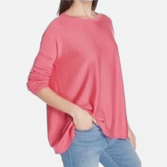 EILEEN FISHER Women’s Candy Pink Drop Shoulder Knit Tencel/Cotton Sweater Sz L - Picture 7 of 9